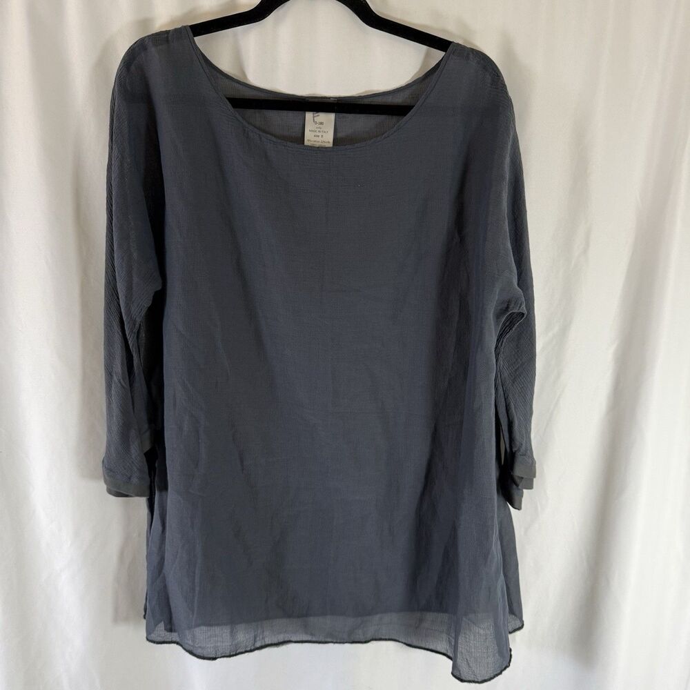 KristenseN du nord Silk Blend Top Women's 0 Blue Sheer Lightweight 3/4 Slv
